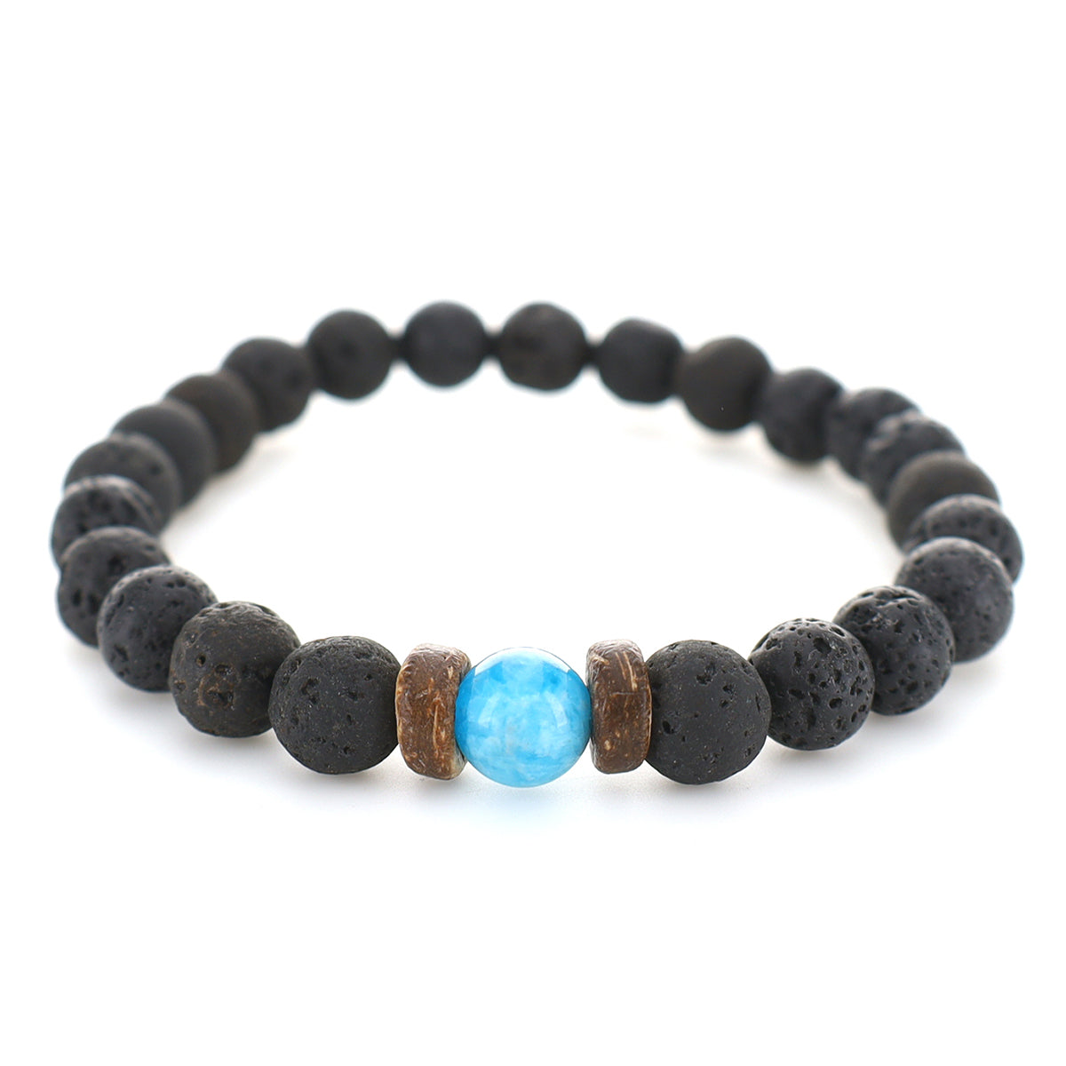 Armband i Lava och Larimar-Apatite