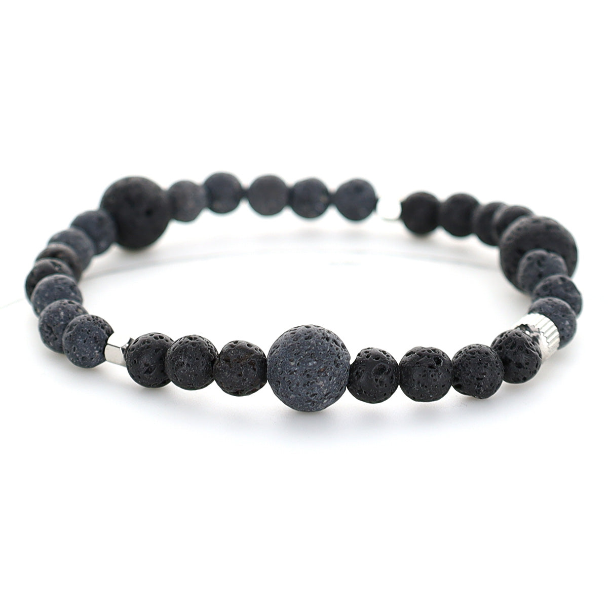 Armband i Lavasten, Svart, Grå och Metall