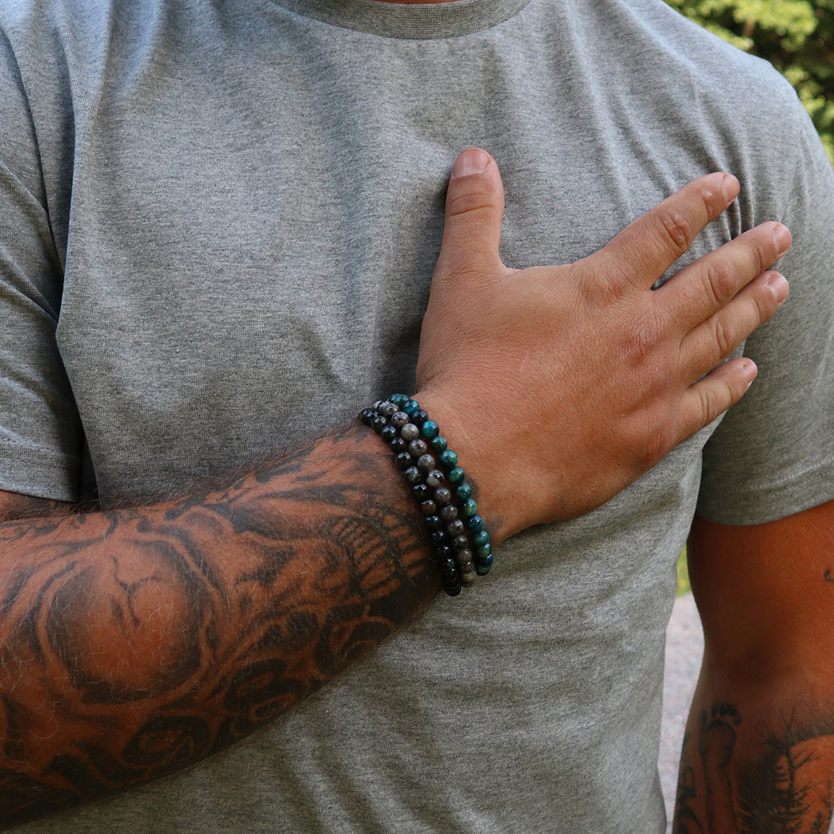Armband i Tiger Eye Stone, Svart