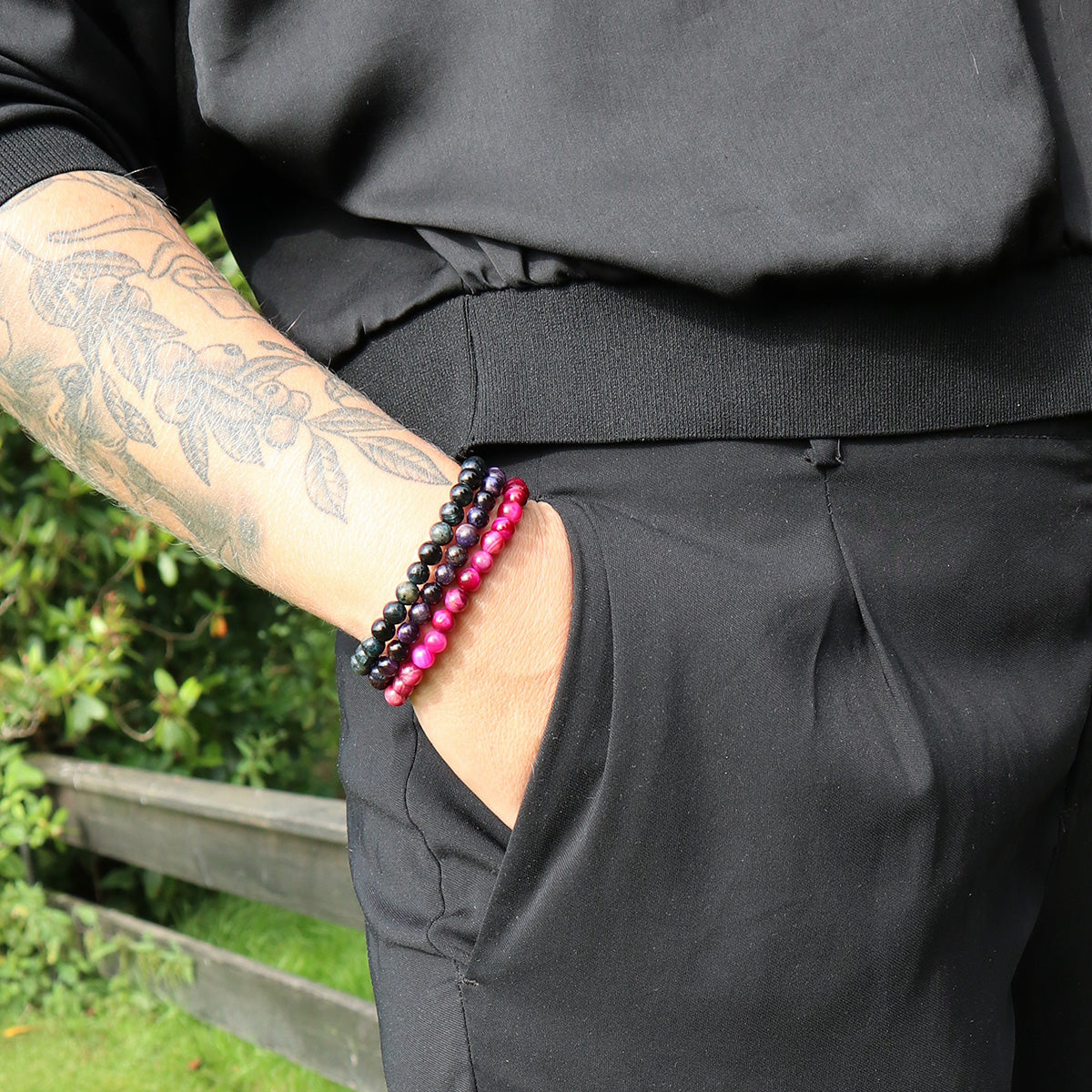 Armband i Tiger Eye Stone, Cerise