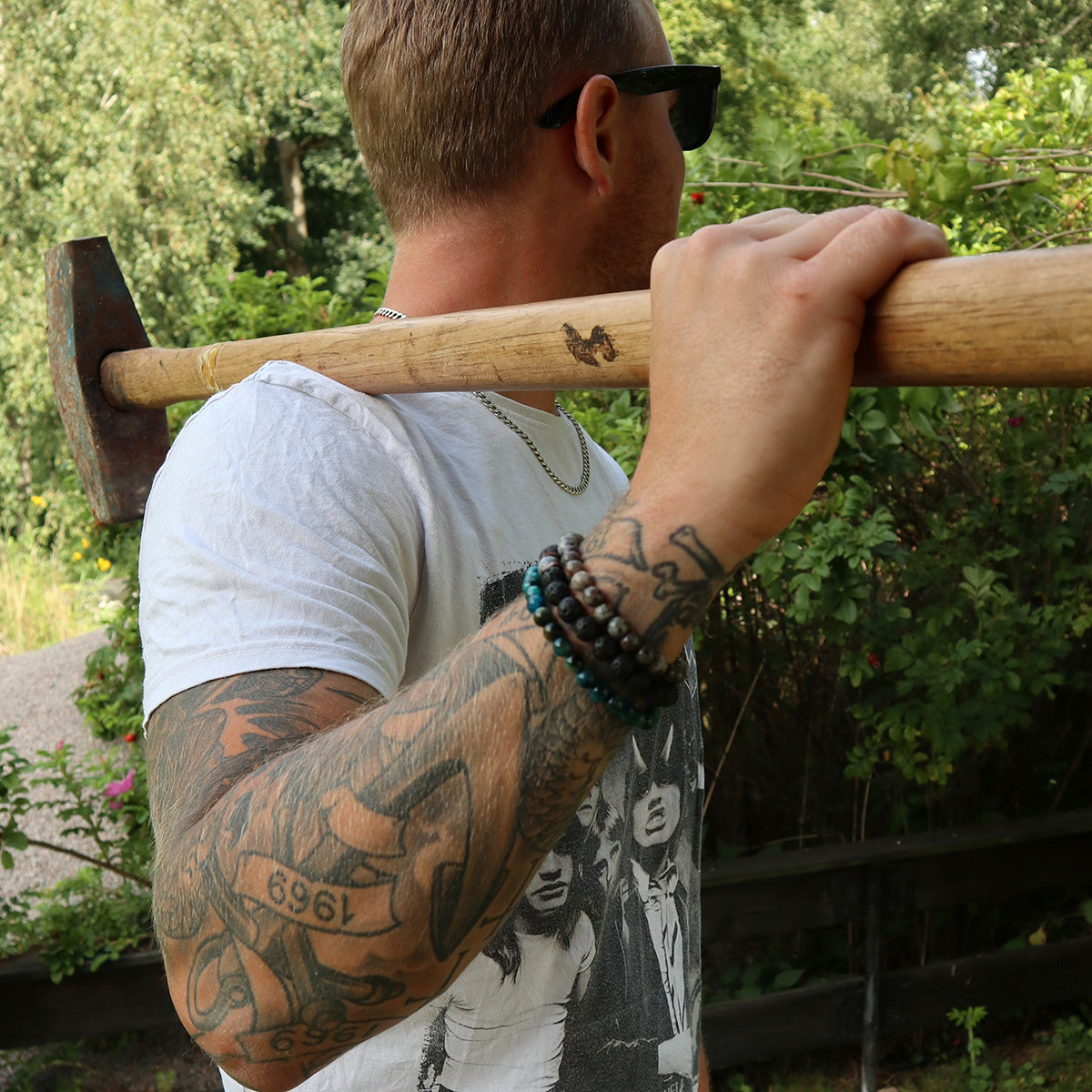 Armband - Turkos Lava Grå