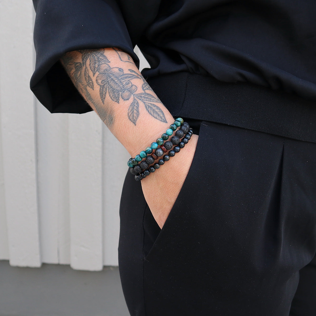 Armband i Tiger Eye Stone, Svart