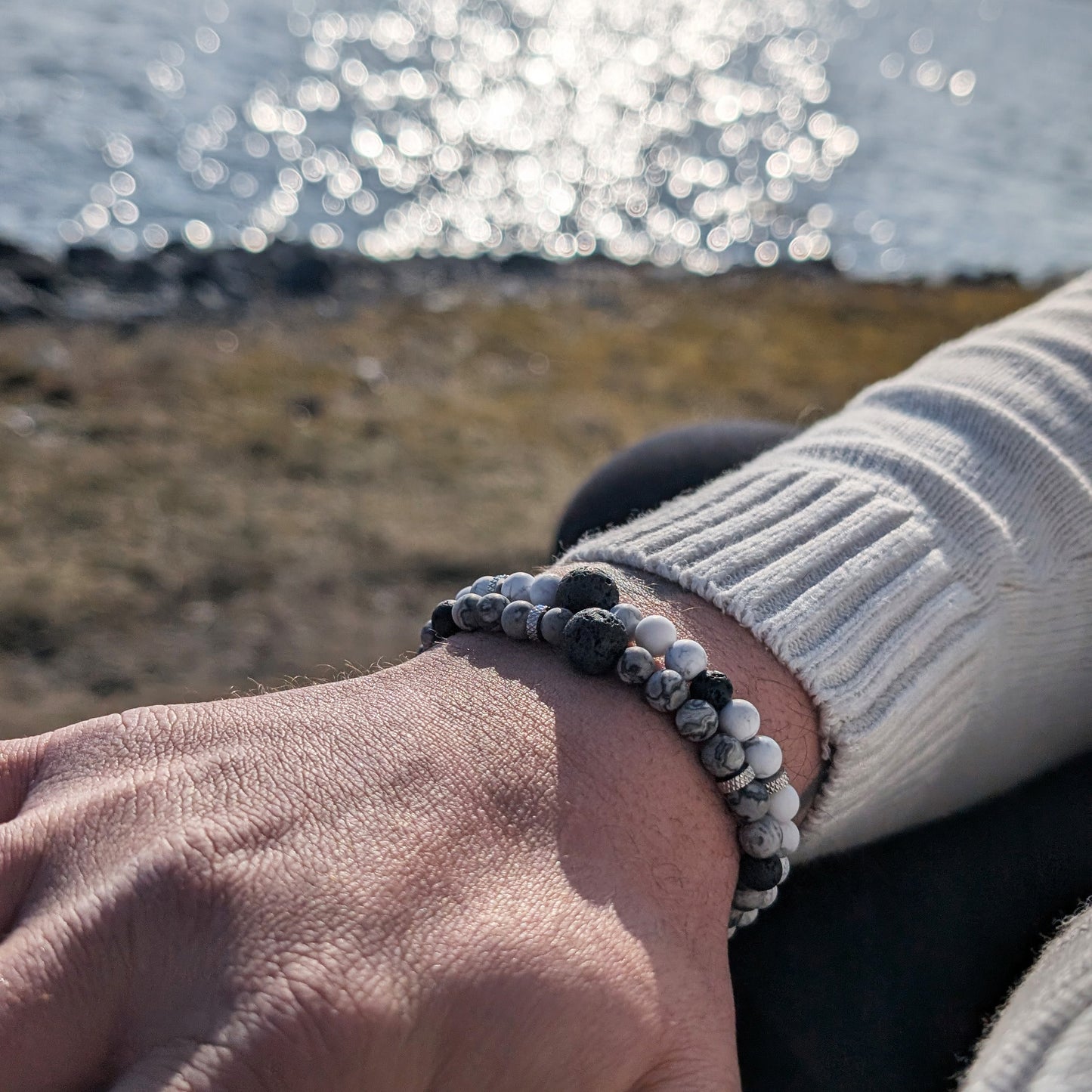 Armband - Vit Turquoise och Grå Picasso
