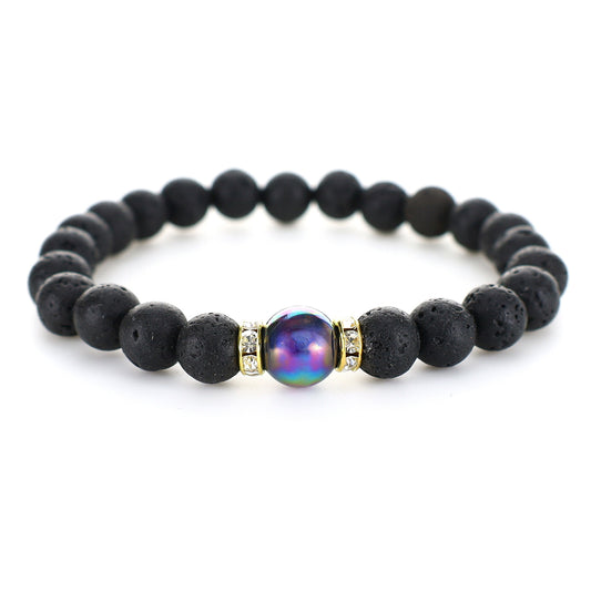 Armband i Lava och Black Shell Pearl