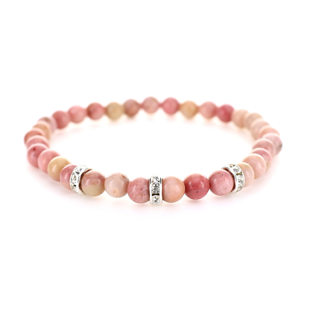 Armband i Pink Rhodonite med Bling
