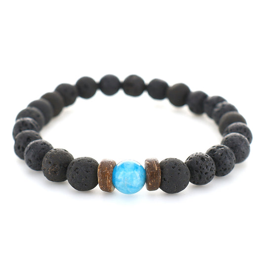 Armband i Lava och Larimar-Apatite