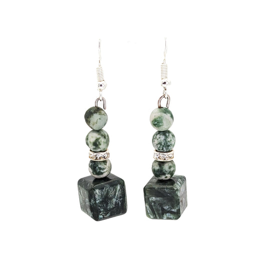Örhängen i Agate & Charoite